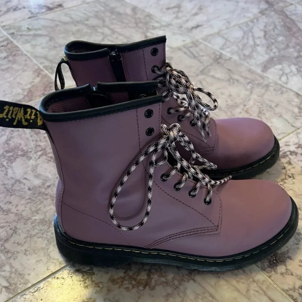 Dr. Martens Big Kids Collection 1460 Girls Purple Lace Up Boots